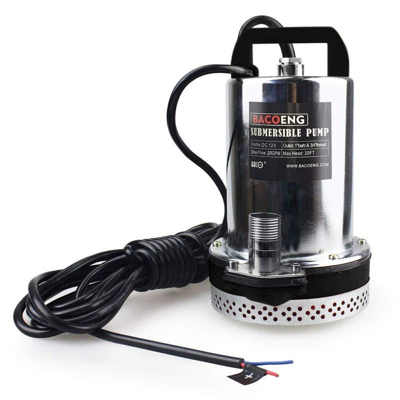 BACOENG DC 12V Farm & Ranch Solar Water Pump Submersible Well Pump 26ft Lift - Image 1